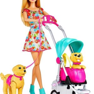 Barbie Lalka Spacer z pieskami Zestaw i akcesoria Cnb21