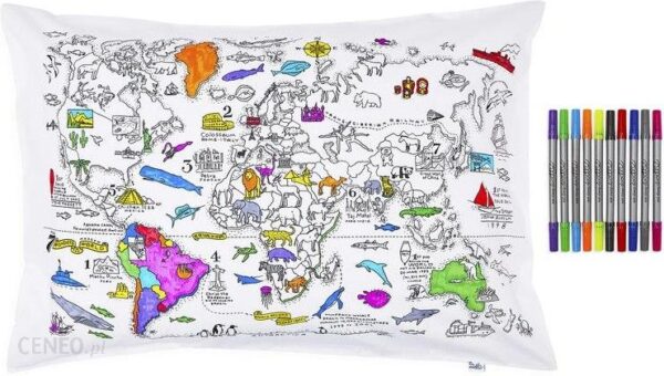 Eat Sleep Doddle Poszewka Na Poduszkę Do Malowania Mapa Świata