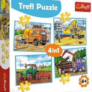Trefl Puzzle 4W1 Duże Maszyny Budowlane 34353