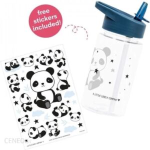 A Little Lovely Company Bidon Transparentny Ze Składanym Ustnikiem Panda Z Naklejkami