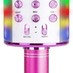 Max Mikrofon Karaoke Z Głośnikami Bt Mp3 Km15P Led Pink (130147)